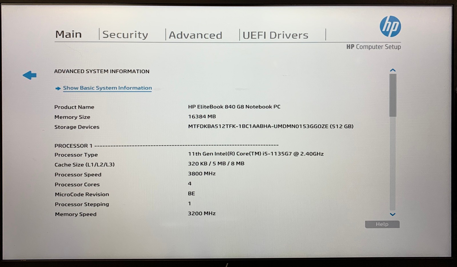 HP EliteBook 840 G8 14″ Laptop i5-1135G7 16GB RAM 512GB NVMe, Boots to BIOS