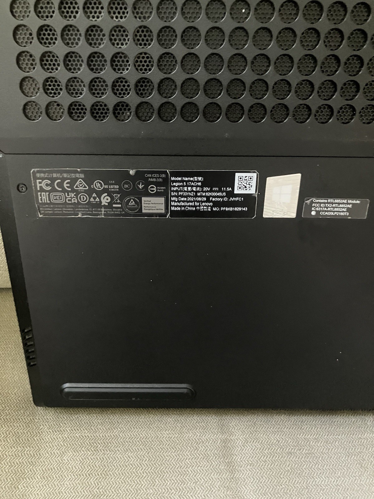 Lenovo Legion 5 17ACH6H Ryzen 5 5600H 16GB 512GB SSD GTX 1650 17″