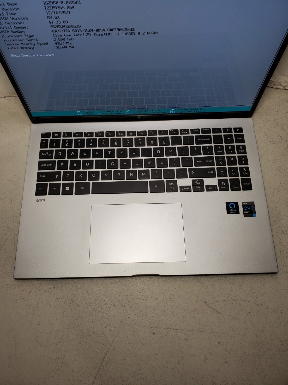 LG gram 16Z90P 15.9″ i7-1165G7 2.8GHz 16GB RAM No SSD/OS! #69