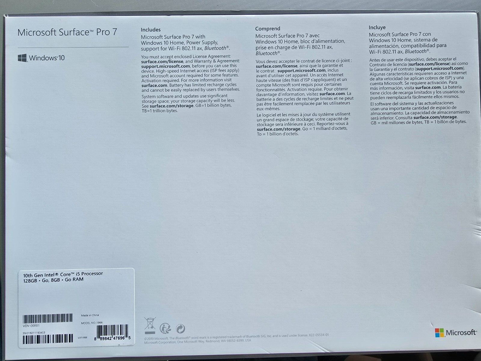 Microsoft Surface Pro 7 12.3″ (128GB SSD, Intel Core i5-1035G4, 8GB RAM) Laptop