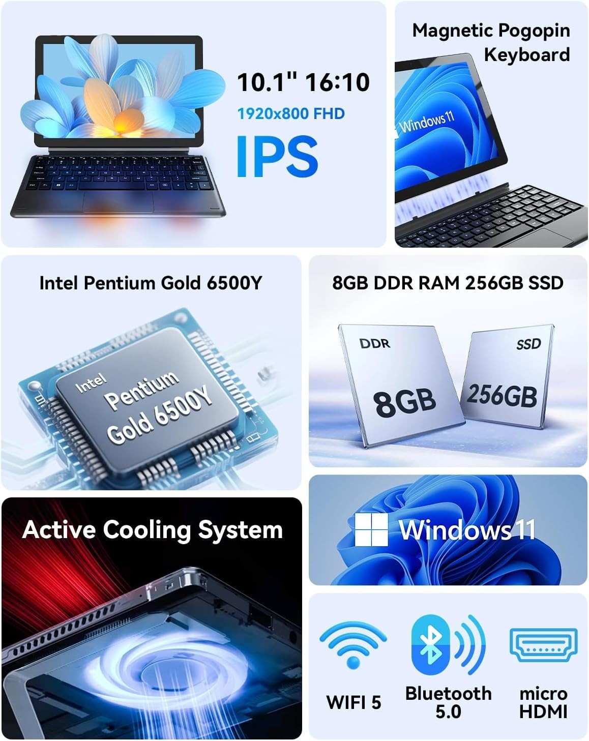 NewBook 10 10.1 inch 2-in-1 Laptop Tablet PC, Win 11 Compatible with Intel Penti