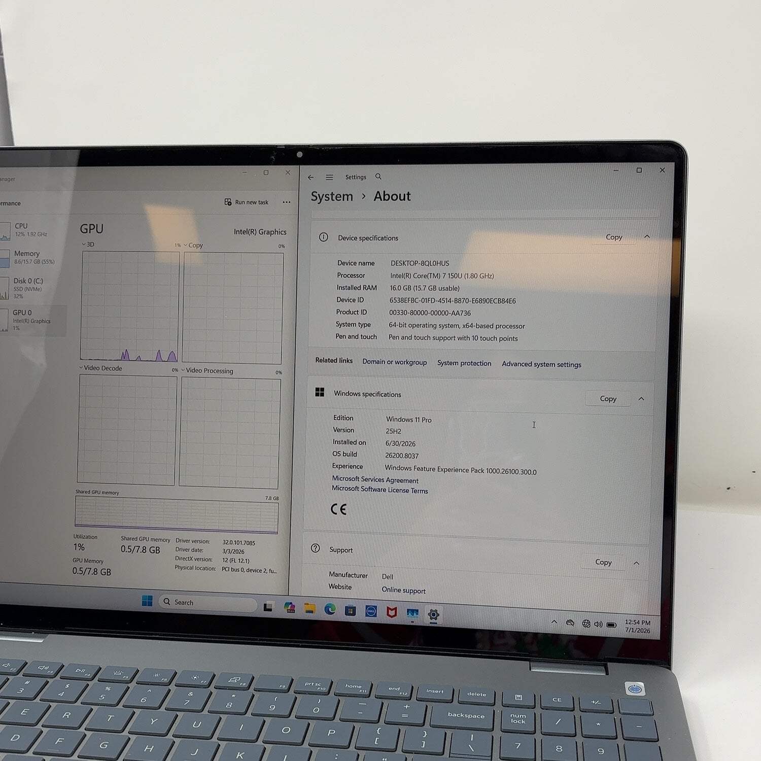 Dell Inspiron 5640 16″ Core 7 150U 1.8GHz 16GB RAM 1TB SSD – Read Description
