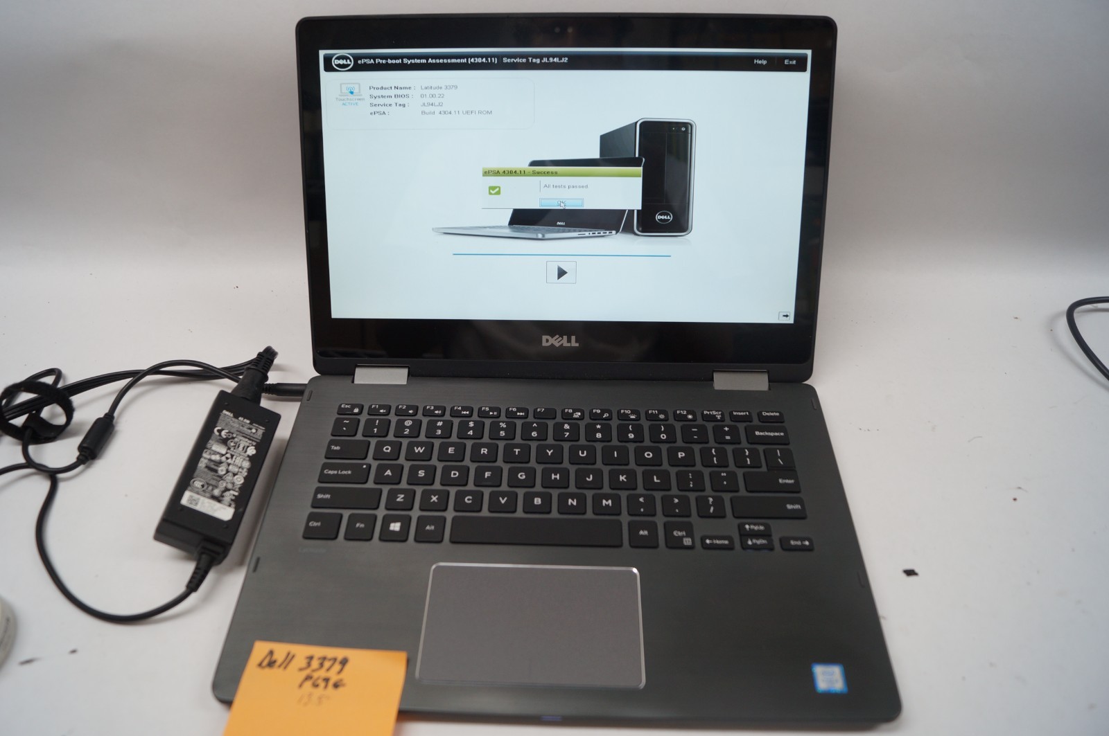 DELL 3379 P69G Latitude 13.5″ 128GB HD 4GB Mem 2GHz Power Cord WORKING PoR B153