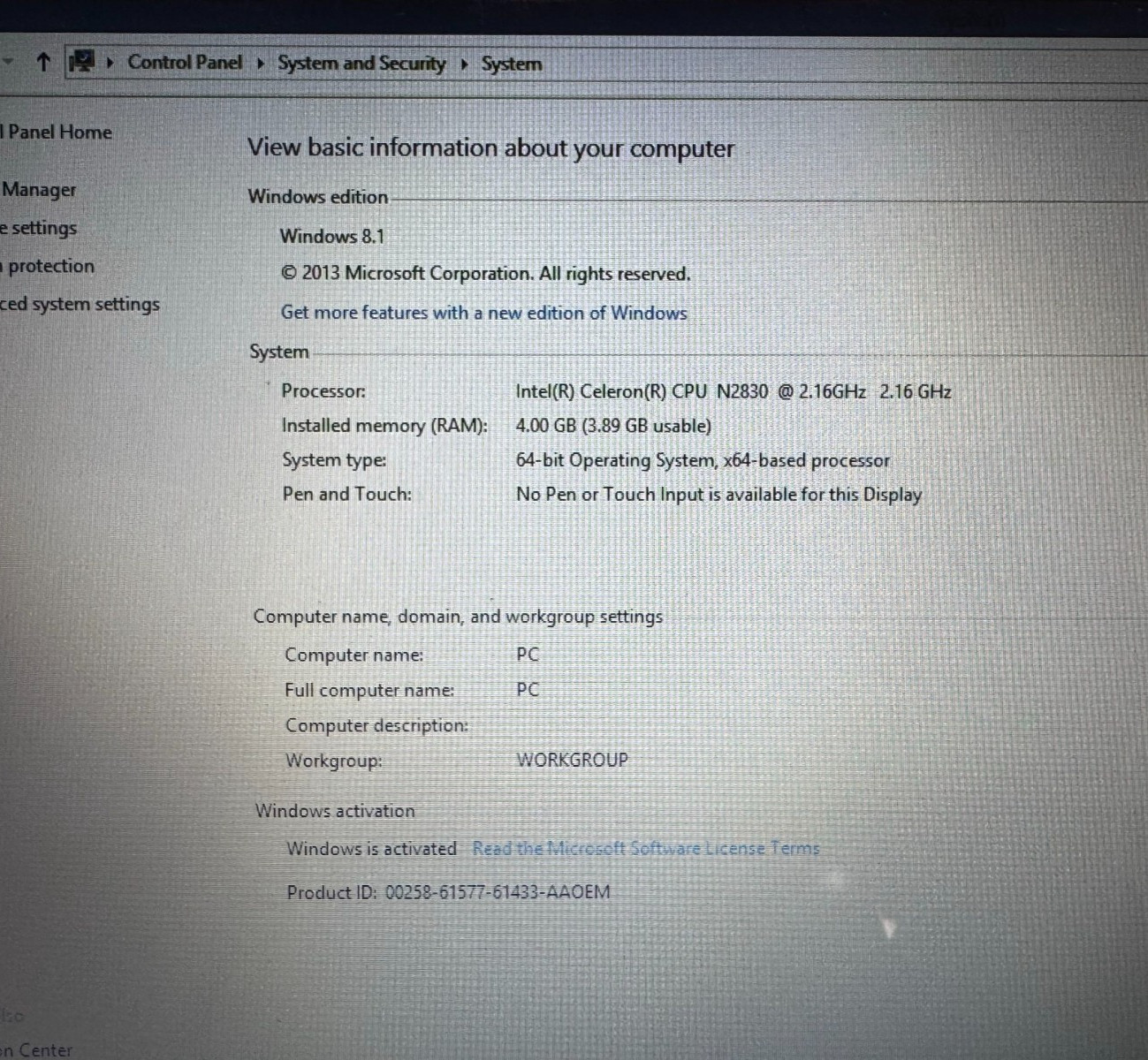 ASUS D553M Laptop 15.6″ Intel Celeron N2830 2.16GHz 4GB RAM 64GB SSD Windows
