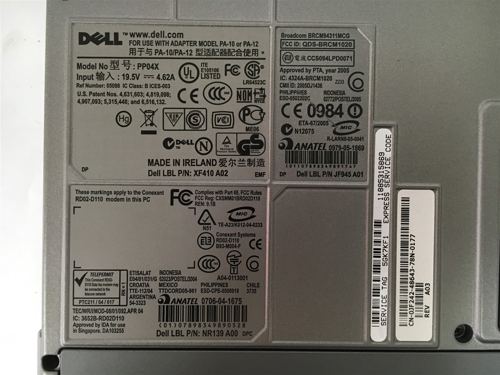 Dell Latitude D820 Intel Core 2 Duo T5500 1.66GHz No HDD No OS – Does not Pwr On