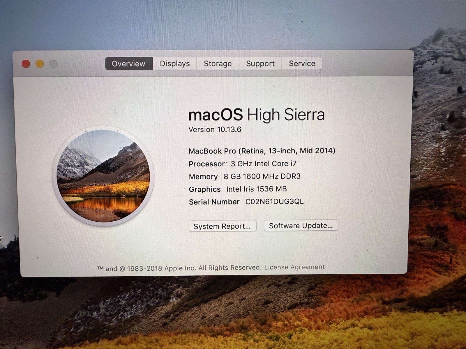 Apple MacBook Pro A1502 2015 13″ Intel i7 3.0GHz 8GB 500GB Only 75 cycle counts