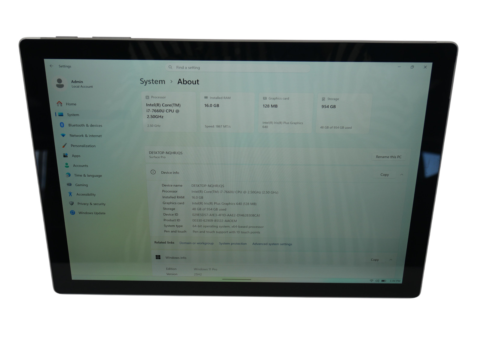 Microsoft Surface Pro 6 1796 Core i7-8650U 1.90GHz 16GB 512GB Win 10 Pro