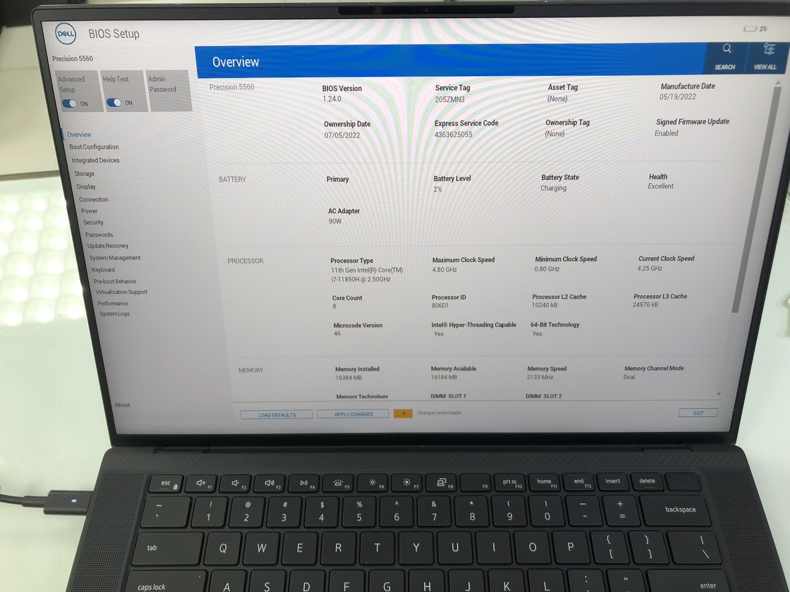 Dell Precision 5560 15.6” FHD i7-11850H 16GB 512GB SSD RTX A2000 4GB Workstation