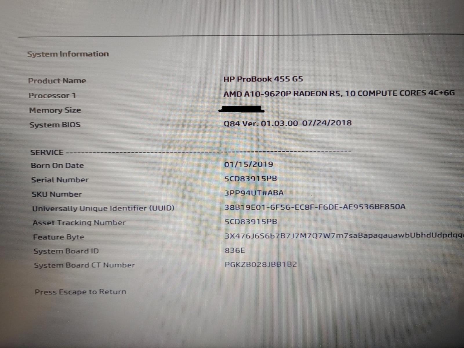 HP ProBook 455 G5 15.6″ AMD A10-9620P✔ *NO RAM/NO HDD/NO AC* **READ**