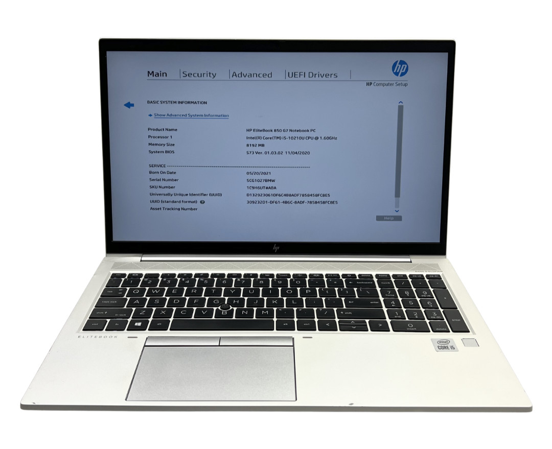 HP EliteBook 850 G7 15.6″ FHD Laptop – Intel Core i5-10210U, 8GB, NO SSD/OS READ