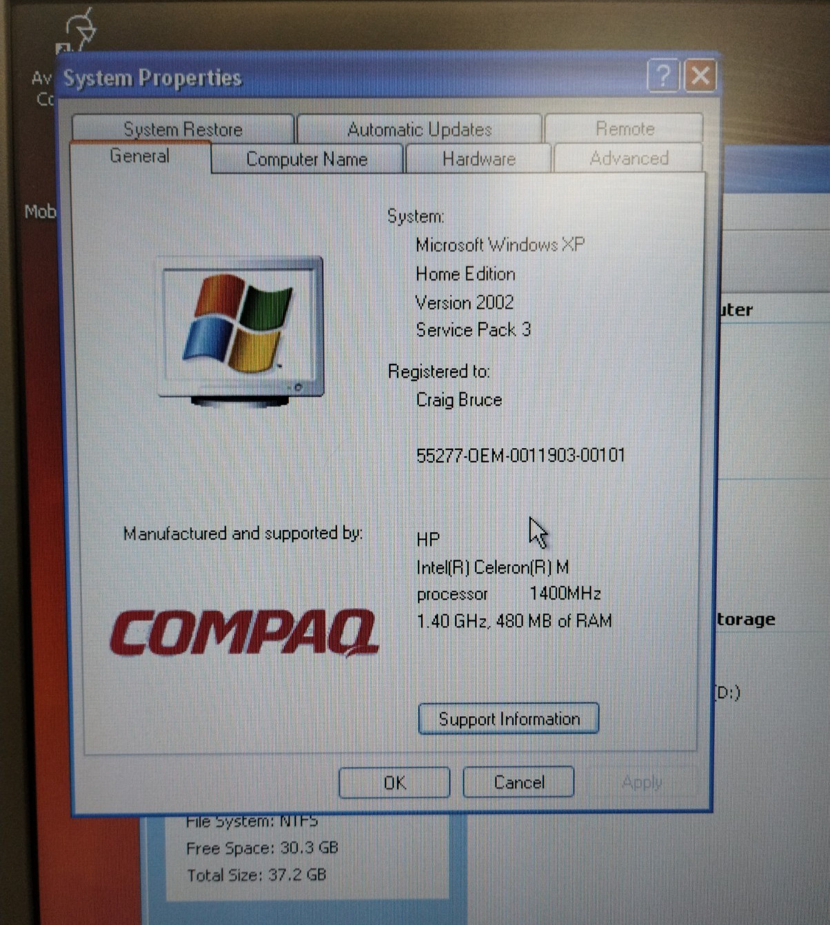 Vintage Compaq Presario 2200 14″ Laptop Celeron M 480MB RAM 40GB HDD WinXP H4062