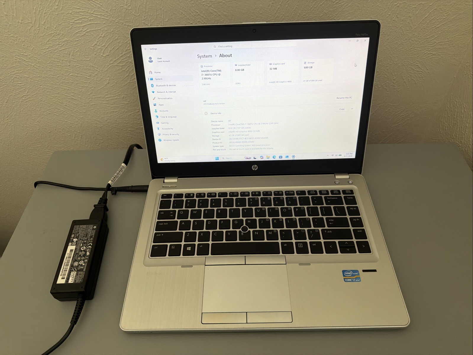 HP Elitebook Folio 9470m 14″ Intel i7-3687U 2.6GHz 8GB 240GB SSD Windows 11 Pro