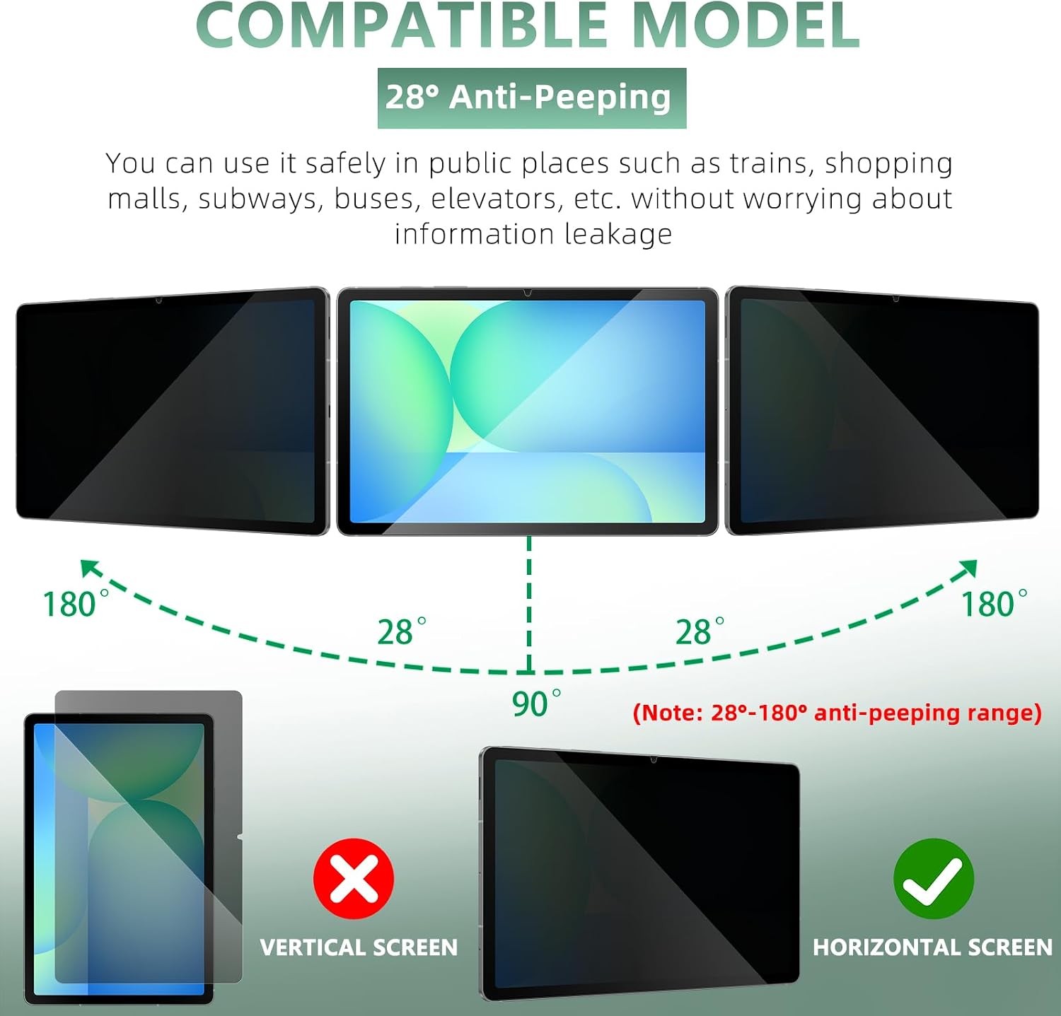 10.9“ Privacy Screen Protector for Samsung Galaxy Tab S10 FE/S7/S8, Anti Blue Li