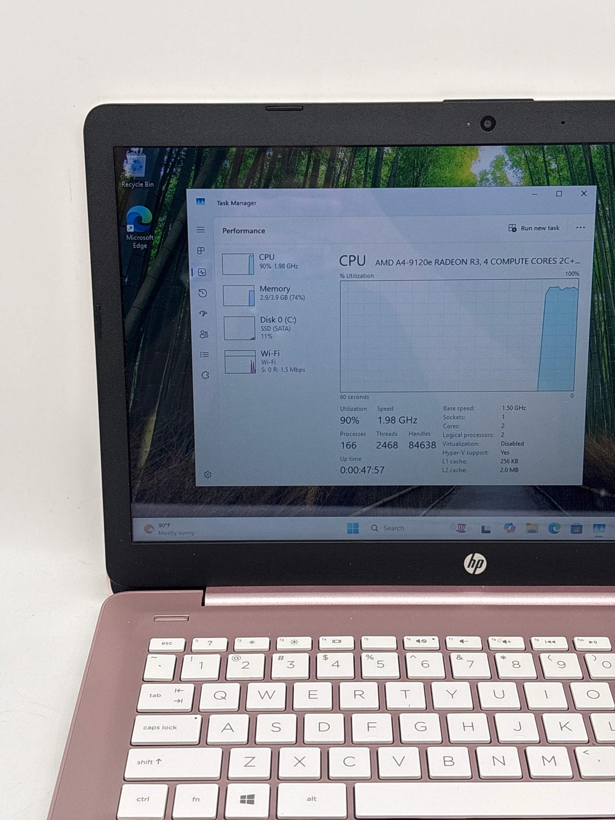 HP 14-ds0120nr AMD Radeon A4-9120e 4GB RAM 64GB SSD – Bad SSD