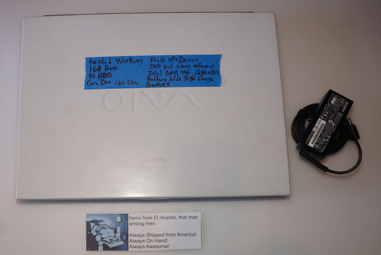 Sony Vaio VGN-N130G PCG-7T1L 1GB ram 80gb hdd 1.6ghz Core Duo Tested READ FIRST