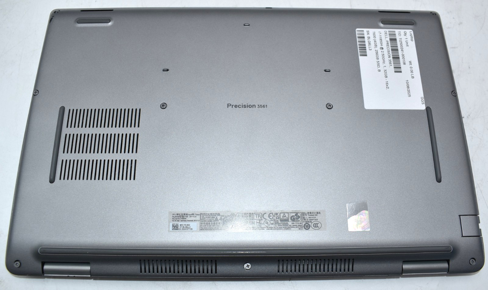 15.6 Dell PRECISION 3561 Laptop i7-11850H 2.50GHz 32GB RAM 256GB SSD Win 11 T600