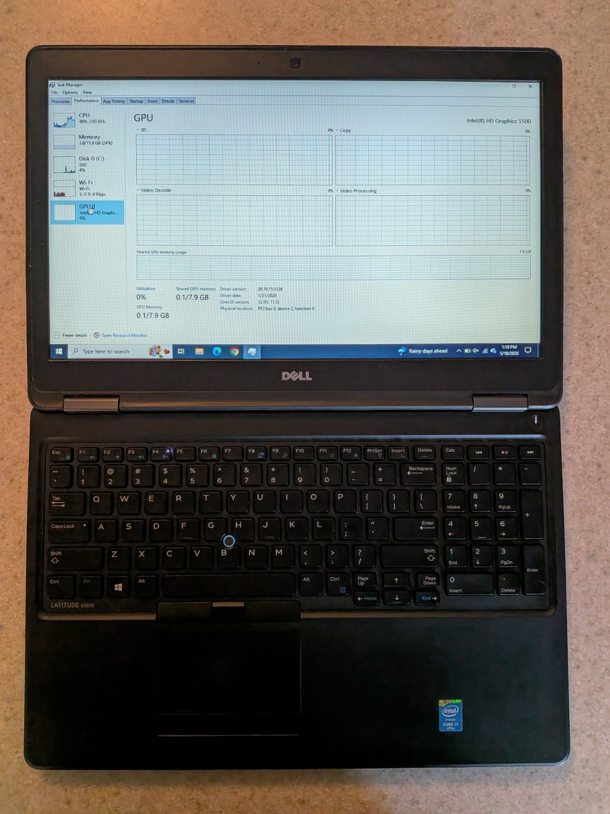 Dell Latitude E5550 Laptop 16GB RAM 2TB SSD W10P New Battery + Power Cord -NICE!