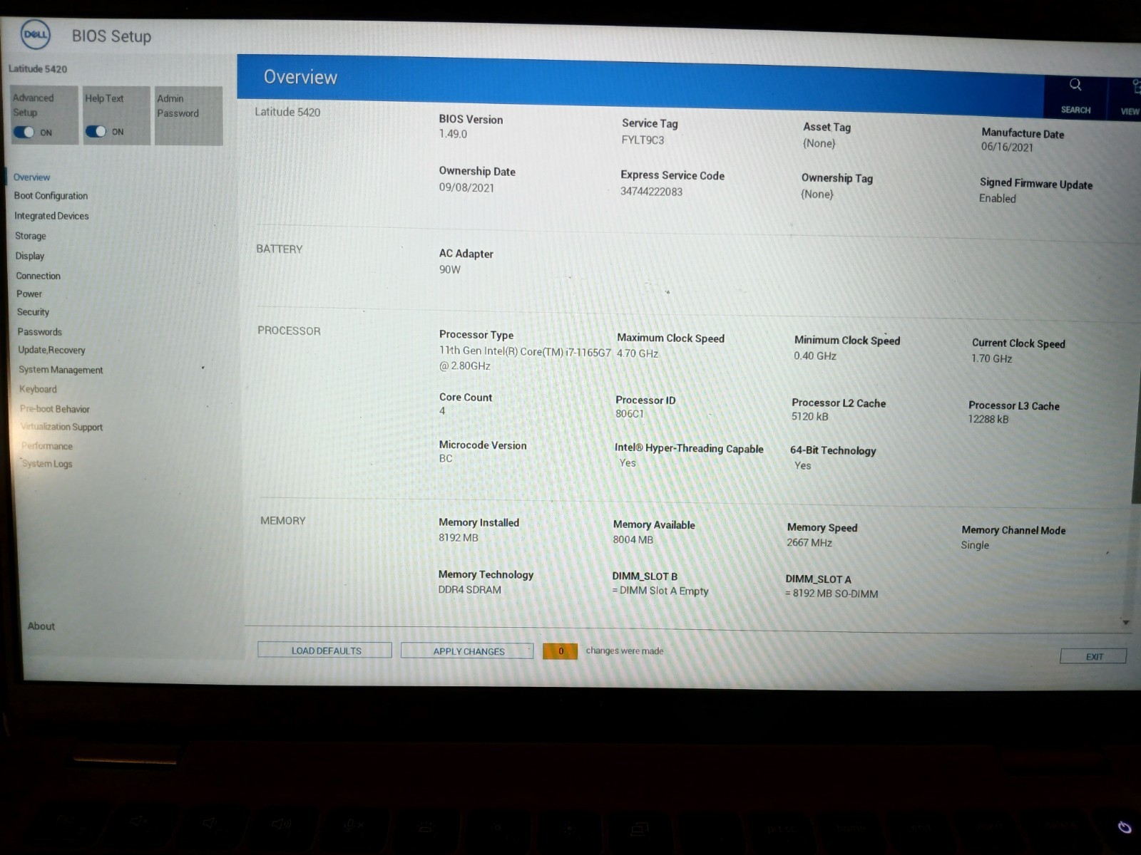 Dell Latitude 5420 14″ Laptop i7-1165G7 8GB RAM 256GB SSD WIN11 #97