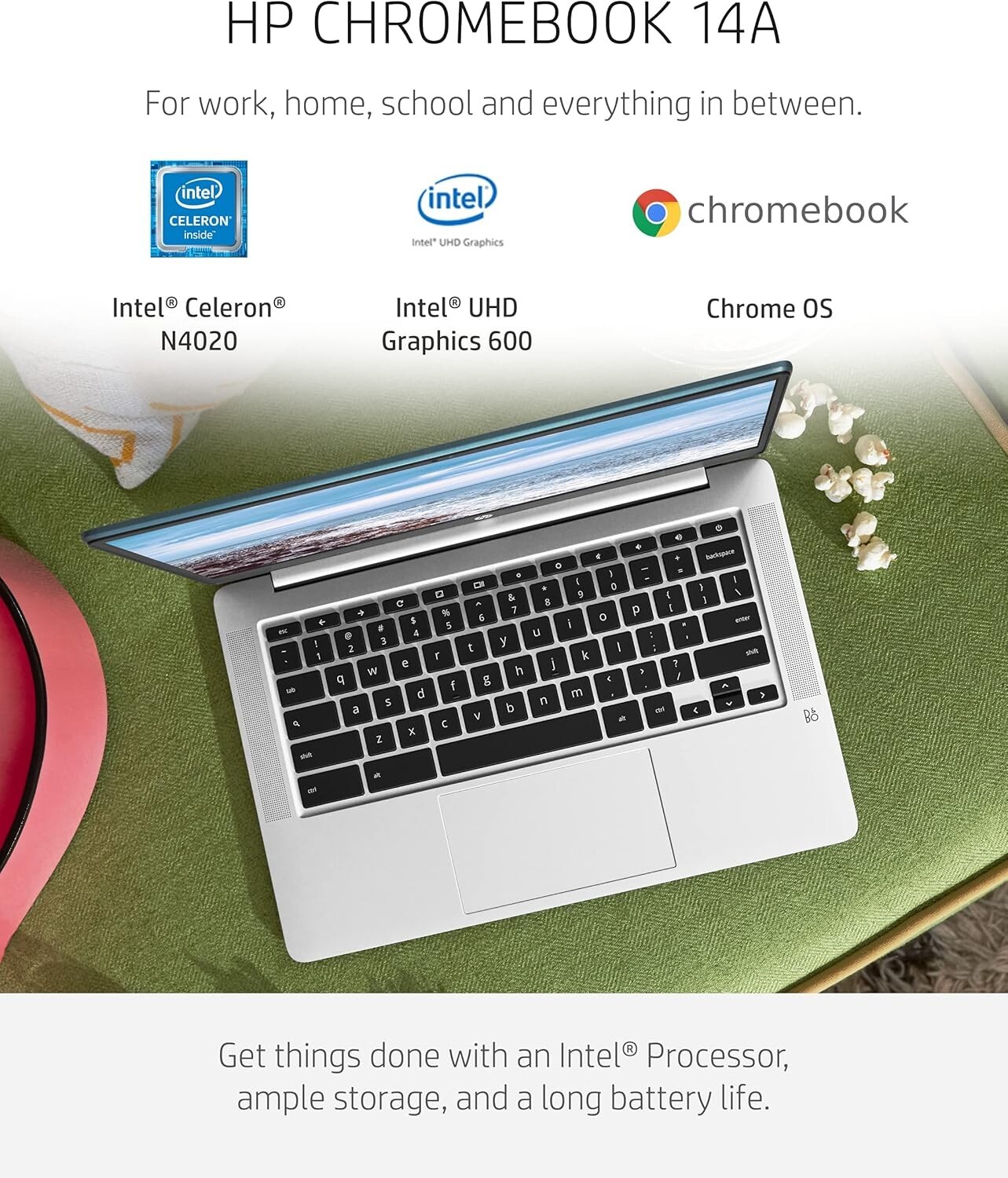 HP 14a-na0120nr 14″ HD Laptop Intel Celeron N4020 1.1 GHz 4GB 32GB eMMC ChromeOS