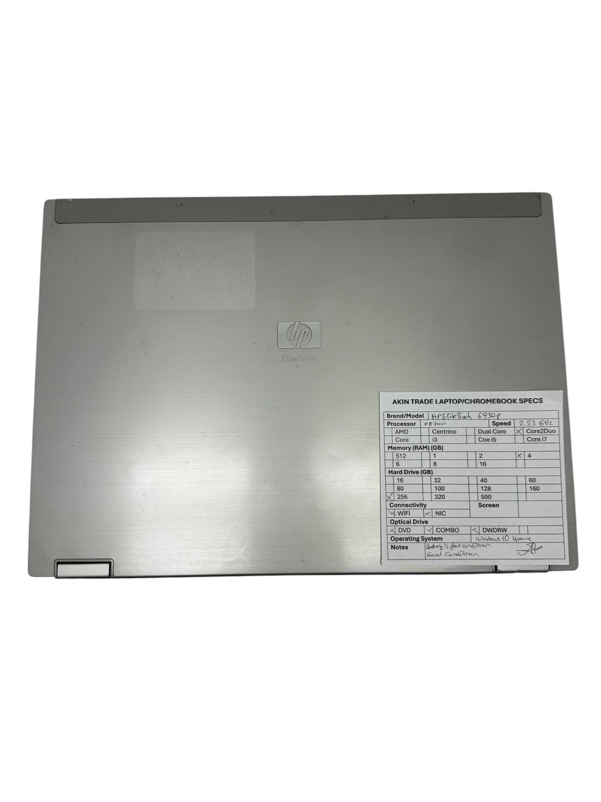 Laptop, HP EliteBook 6930p, İ. Core 2 Duo, 14.1 in Screen, 4GB Ram, 256 GB SSD