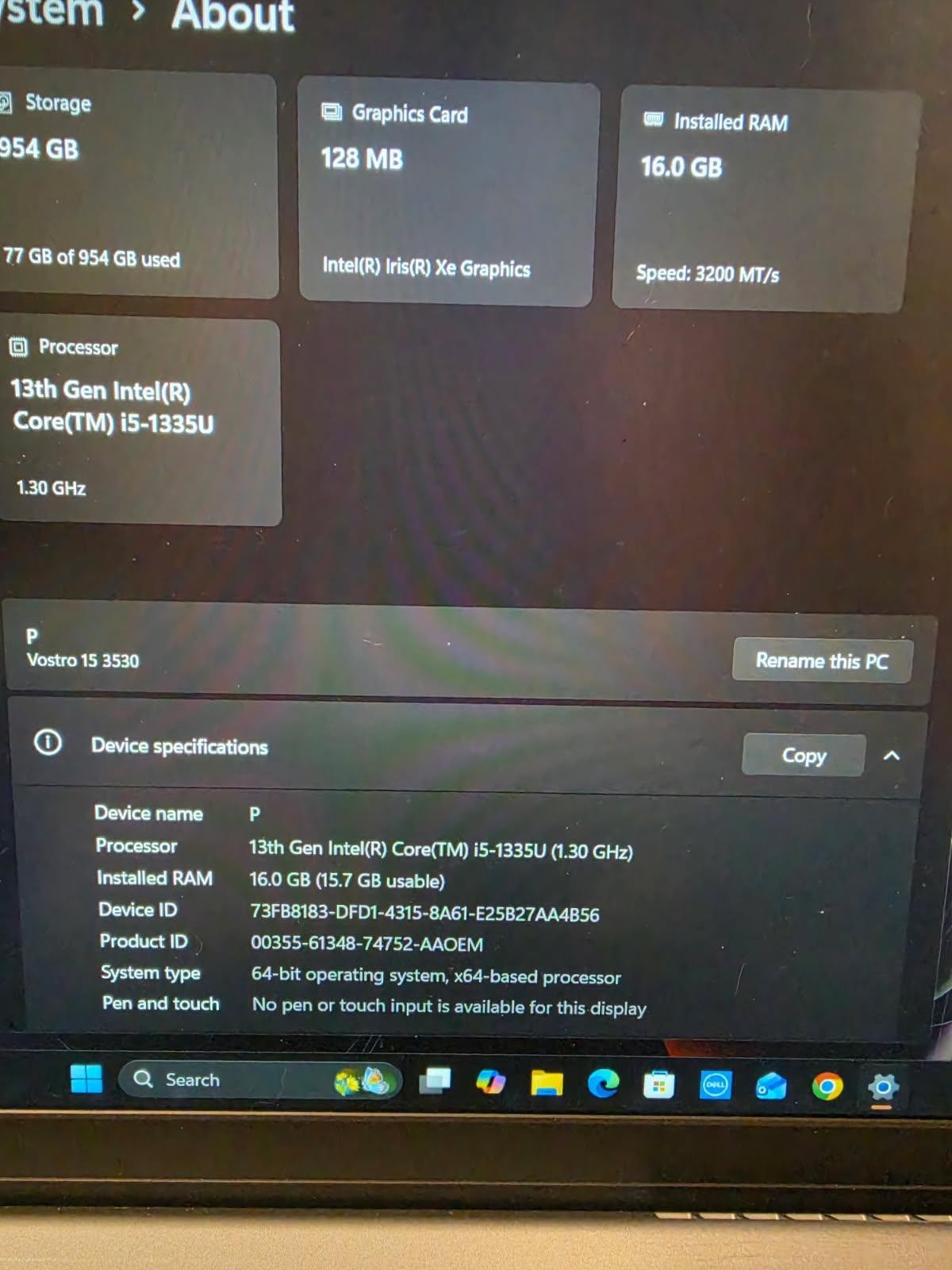Dell Vostro 15 3530 15″ FHD i5-13th Gen 16GB 954GB SSD Iris Xe Win11