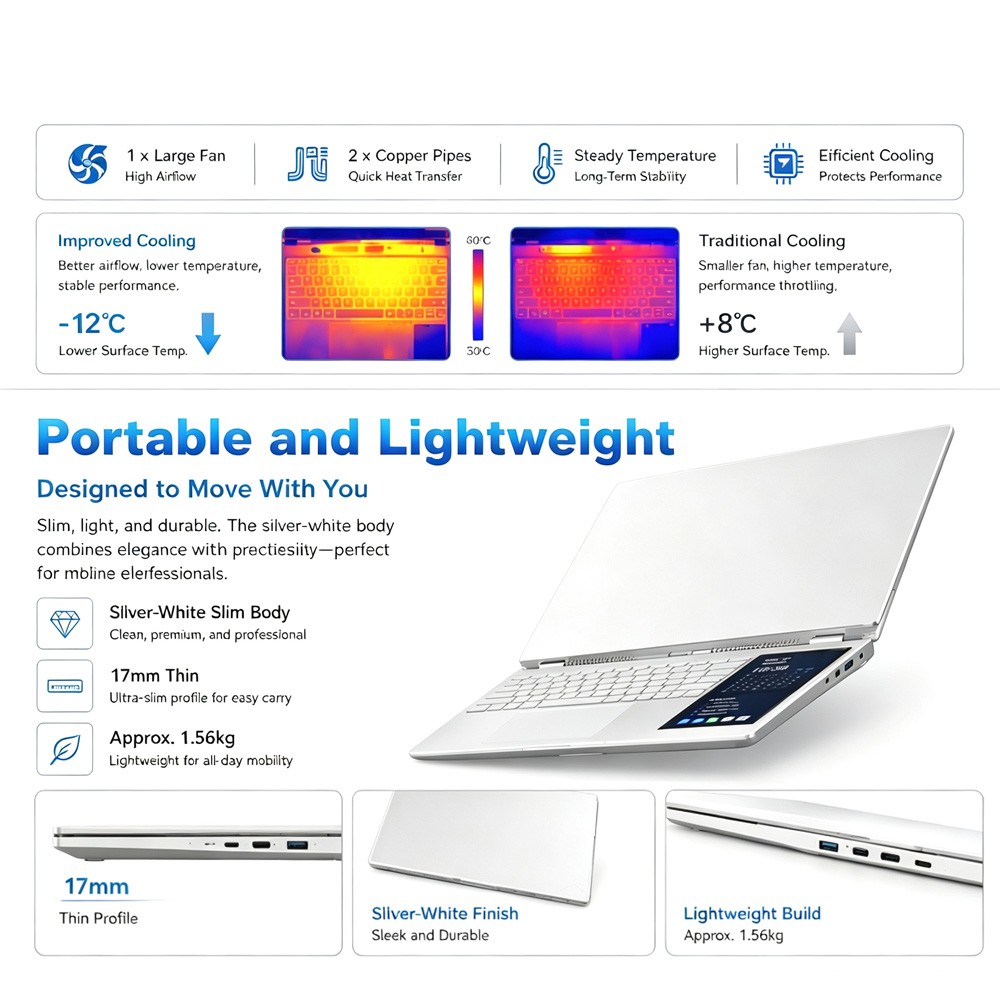 15.6″ Laptop Computer 16GB RAM 2TB SSD with 4 Cores IPS Full HD Business Laptop