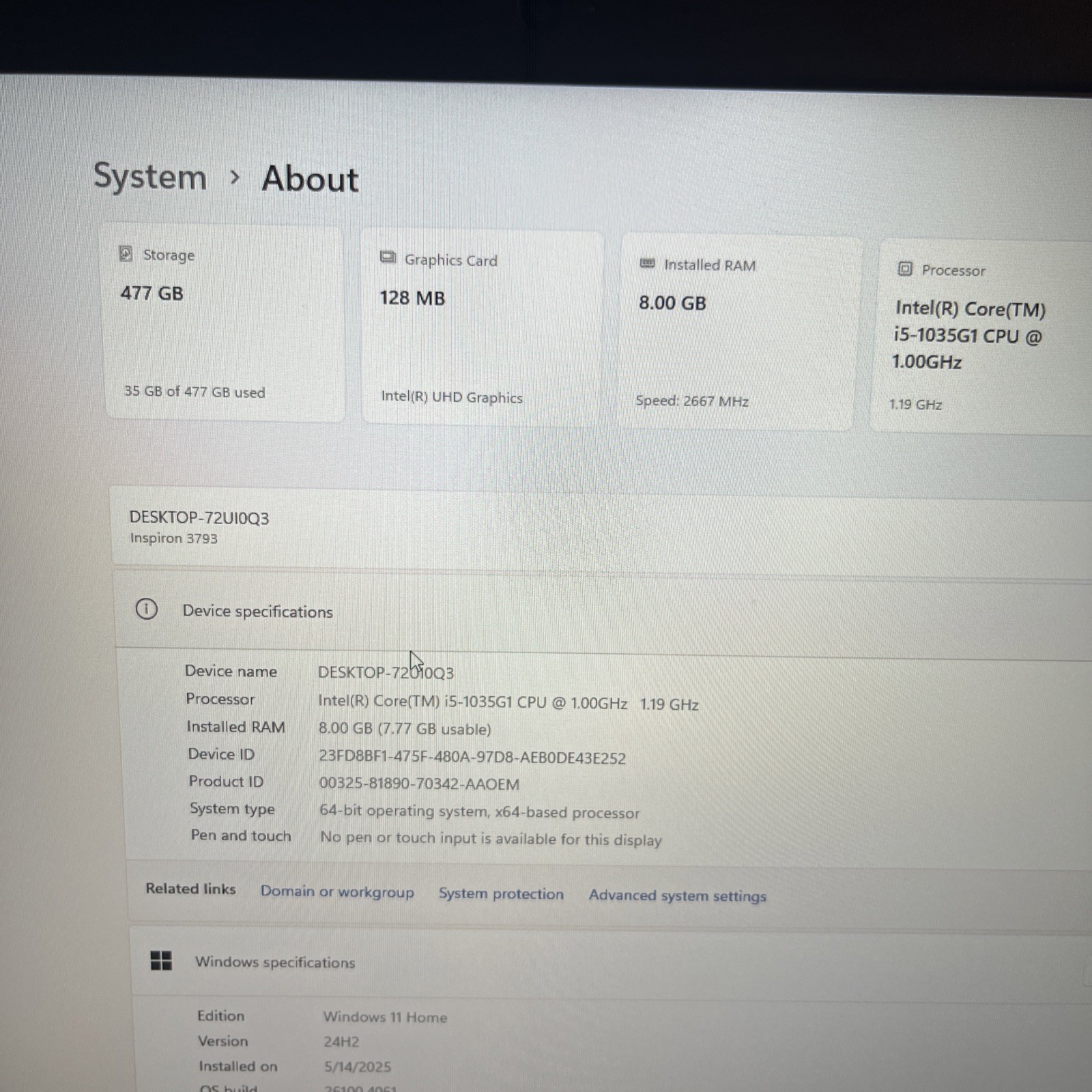 Dell Inspiron 3793 17″ Laptop 8gb Ram – Core I5-1035g1 Windows 11