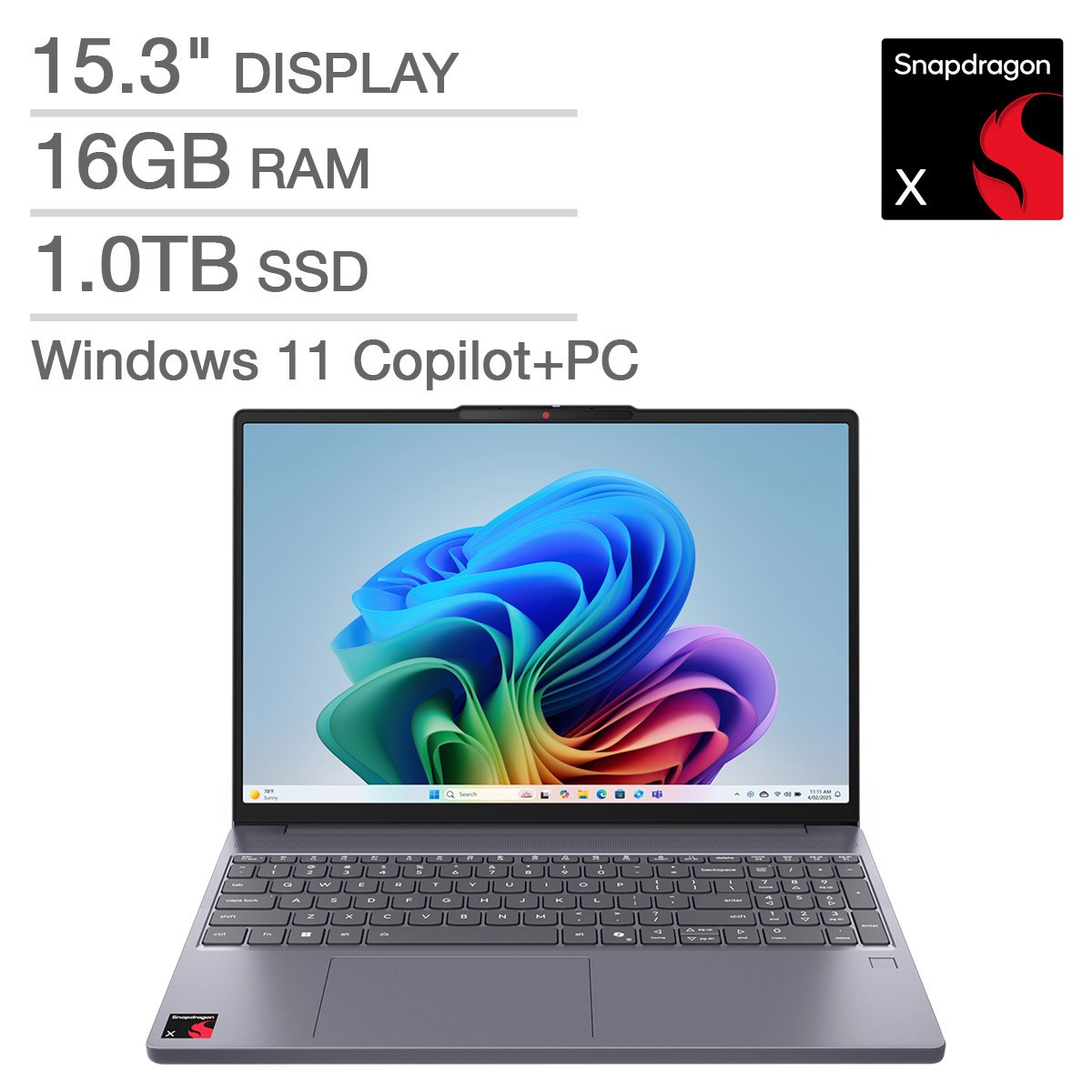 Lenovo IdeaPad Slim 3x Snapdragon X 16GB RAM 1TB SSD 15.6″ Touch WUXGA 1920×1200