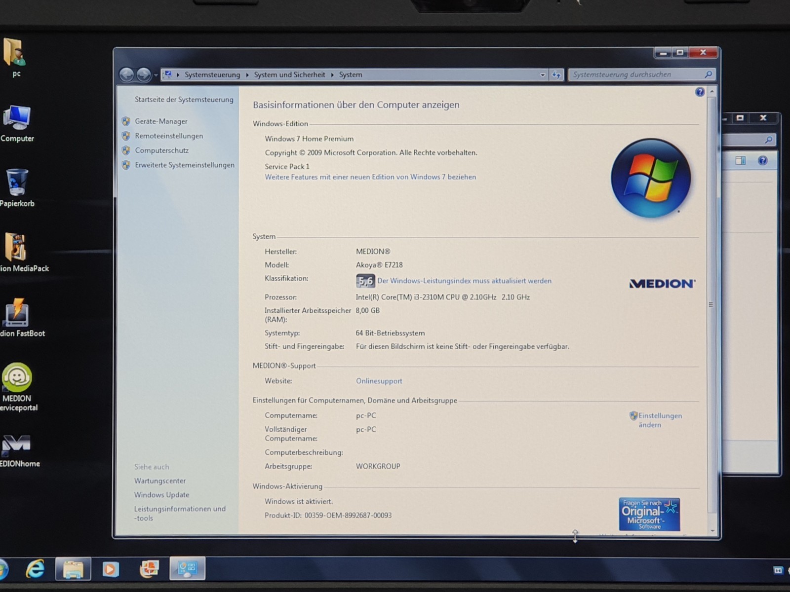 Medion Akoya E7218 i3-2310M 2.10GHz 750GB 8GB Laptop Windows 7 17.3″ VGA HDMI