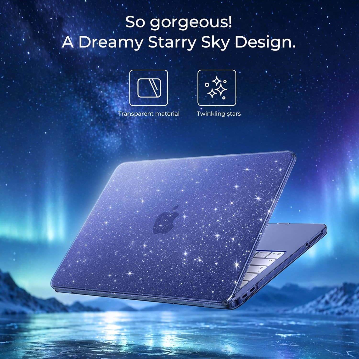MacBook Neo Case 13 inch 2026 Model A3404 with A18 Pro Chip, Sparkly Indigo