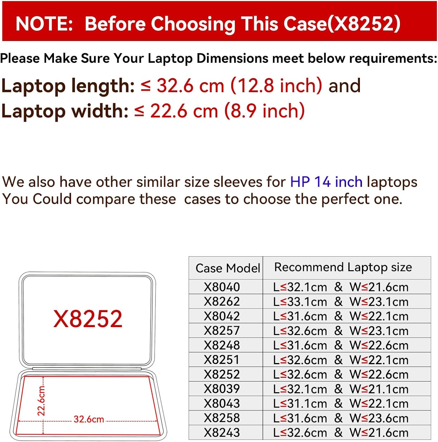 Protective EVA Hard Sleeve Case for 14″ HP Laptop 14-dq0040nr/14t-dq300/14t-dq50