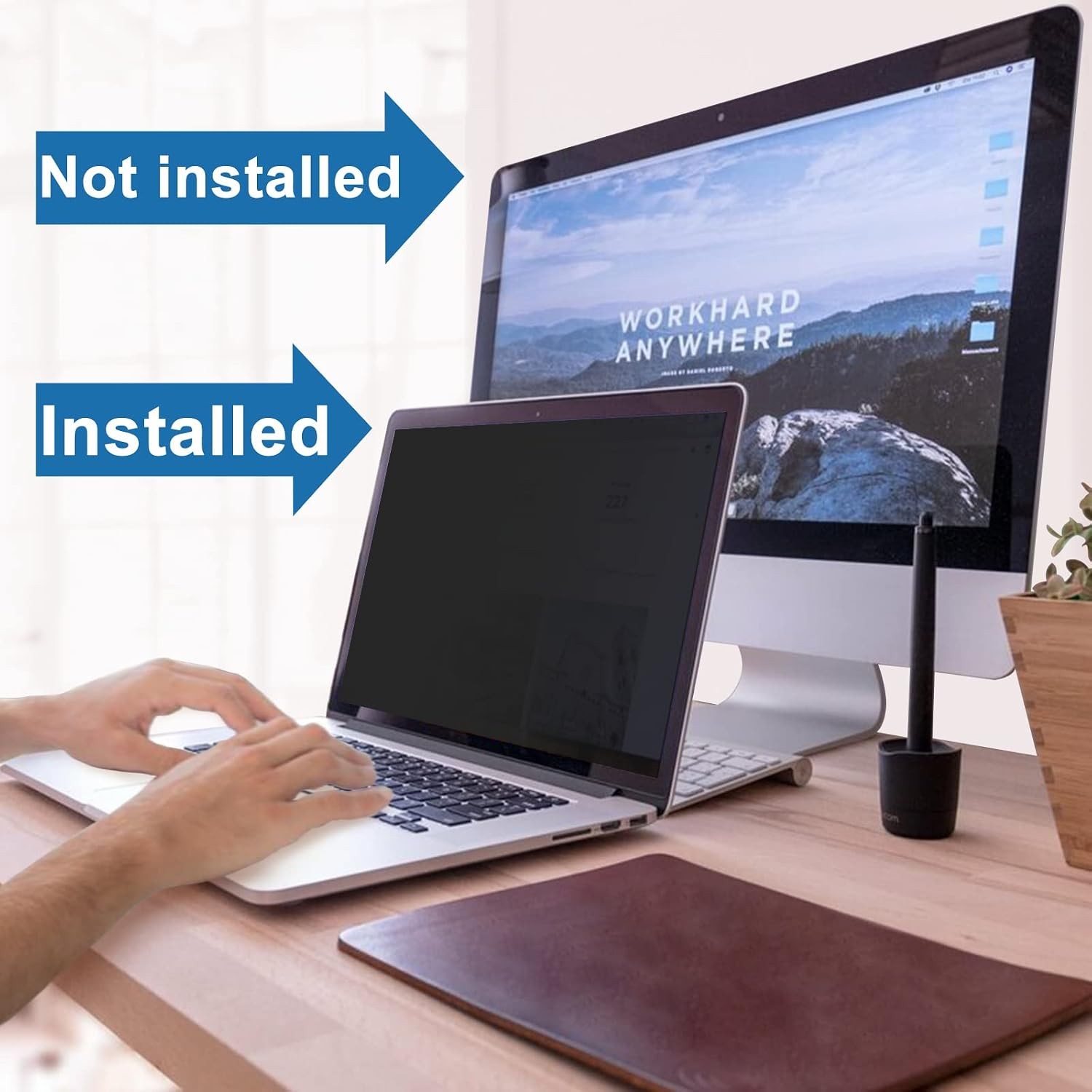Laptop Privacy Screen 16 Inch 16:9 Aspect Ratio, Anti Blue Light Glare Filter