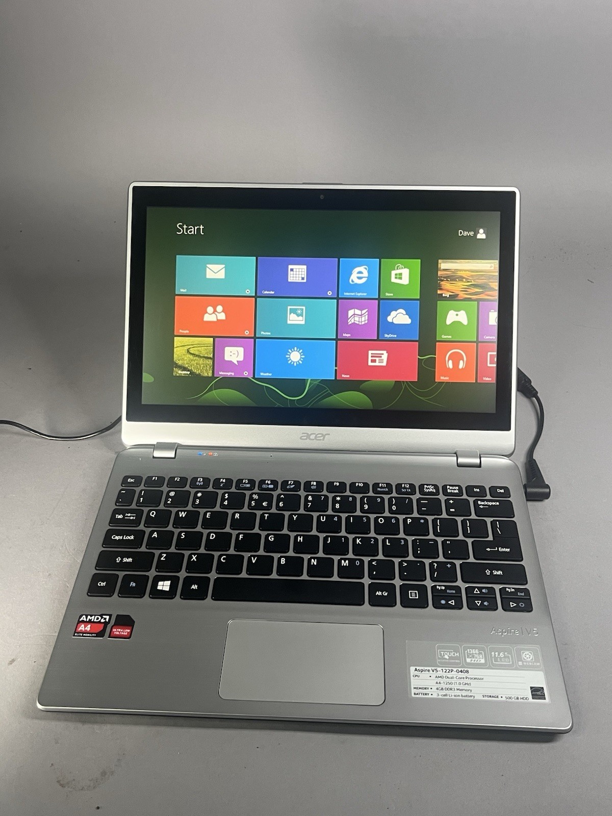 Acer Aspire V5 122p 0408 Laptop AMD Dual-Core A4-1250 4 GB Storage 11.6″ Screen