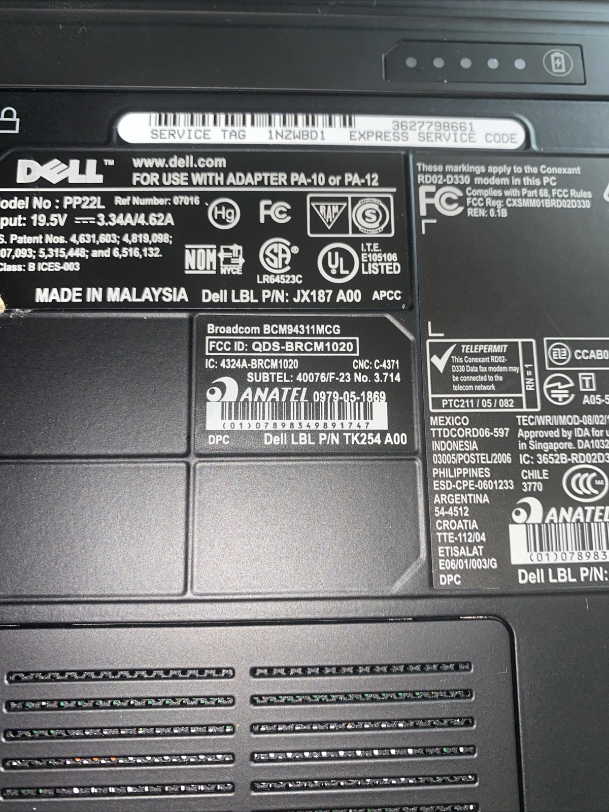 Dell Bistro 1500 Model PP22L Laptop Works! Includes Adapter