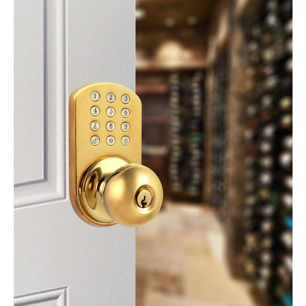 Brass Touch Pad Electronic Entry Door Knob