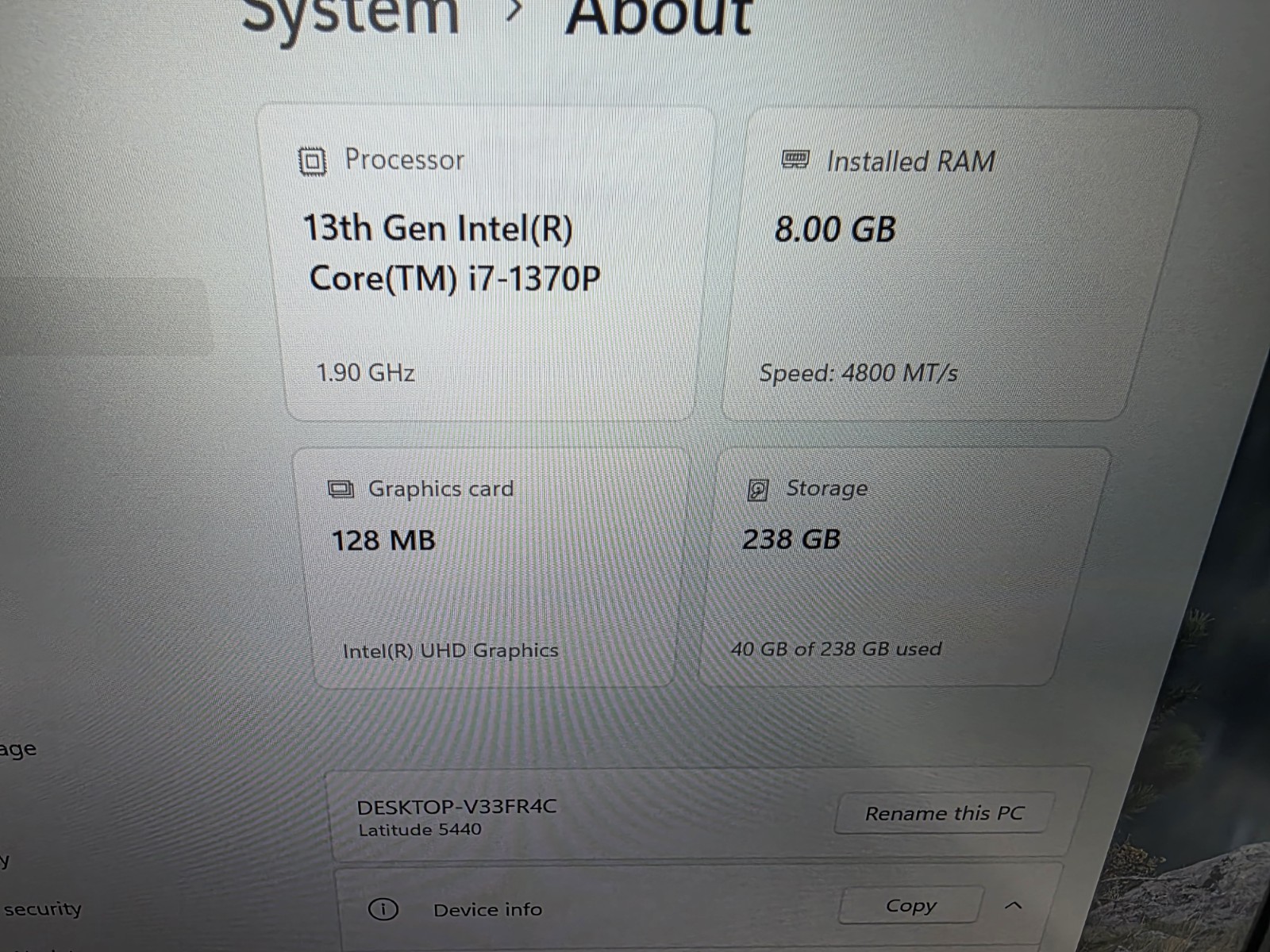 Dell Latitude 5440 14” 13th Gen Core i7-1355U 1.7GHz 8GB 256GB SSD W11 (Z2606)