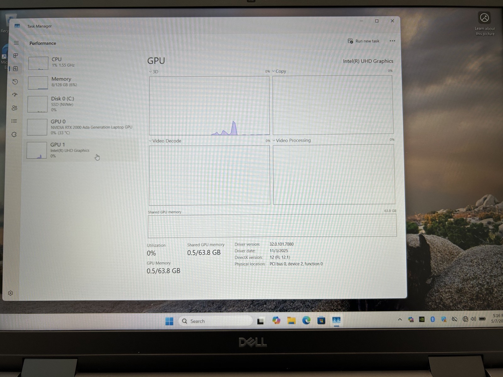 Laptop Dell Precision 7680 16″ Core i7-13850HX 128GB RAM 2TB SSD RTX 2000 Win 11
