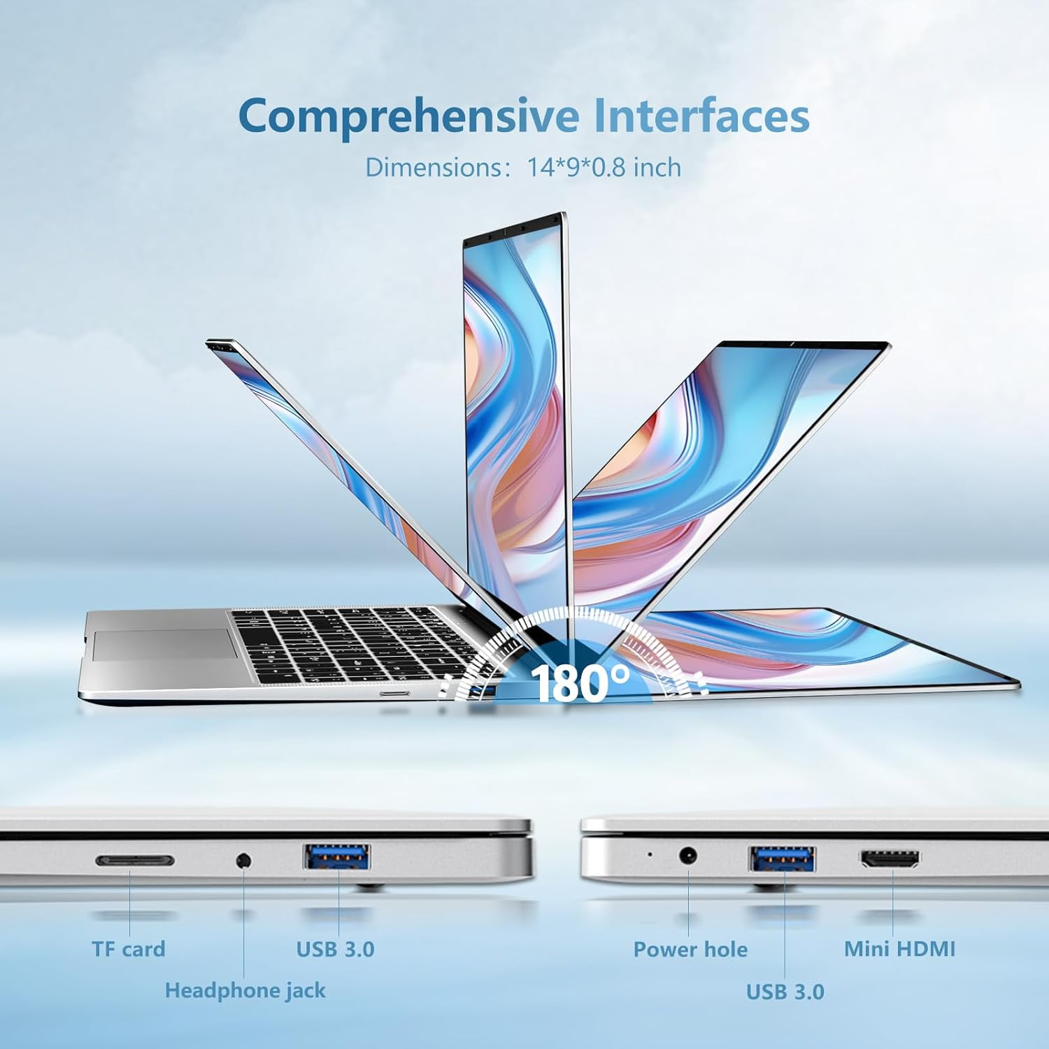 Laptop, 15.6’’ Laptop Computer with Celeron Processor N4000, 2Cores 2Threads, 8G
