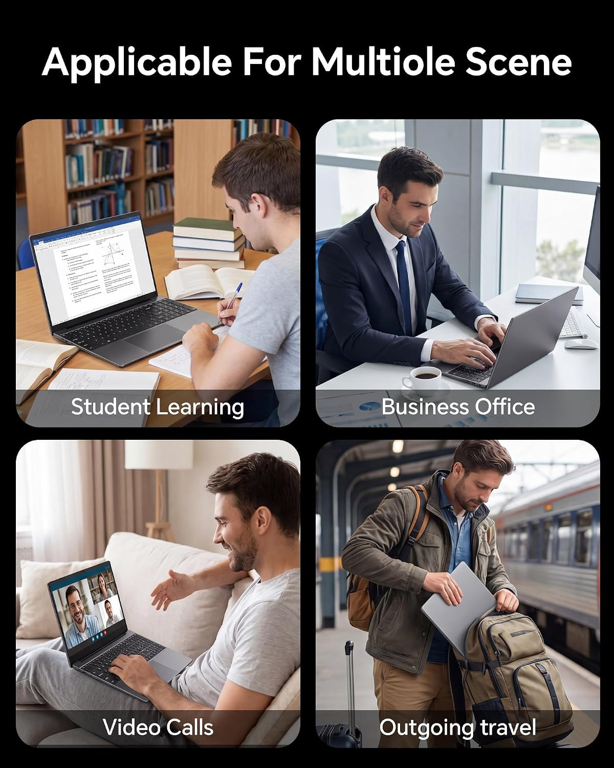 15.6 Inch Laptop with AI, Office 365, 6GB RAM 128GB SSD, Quad-Core Processor, Wi