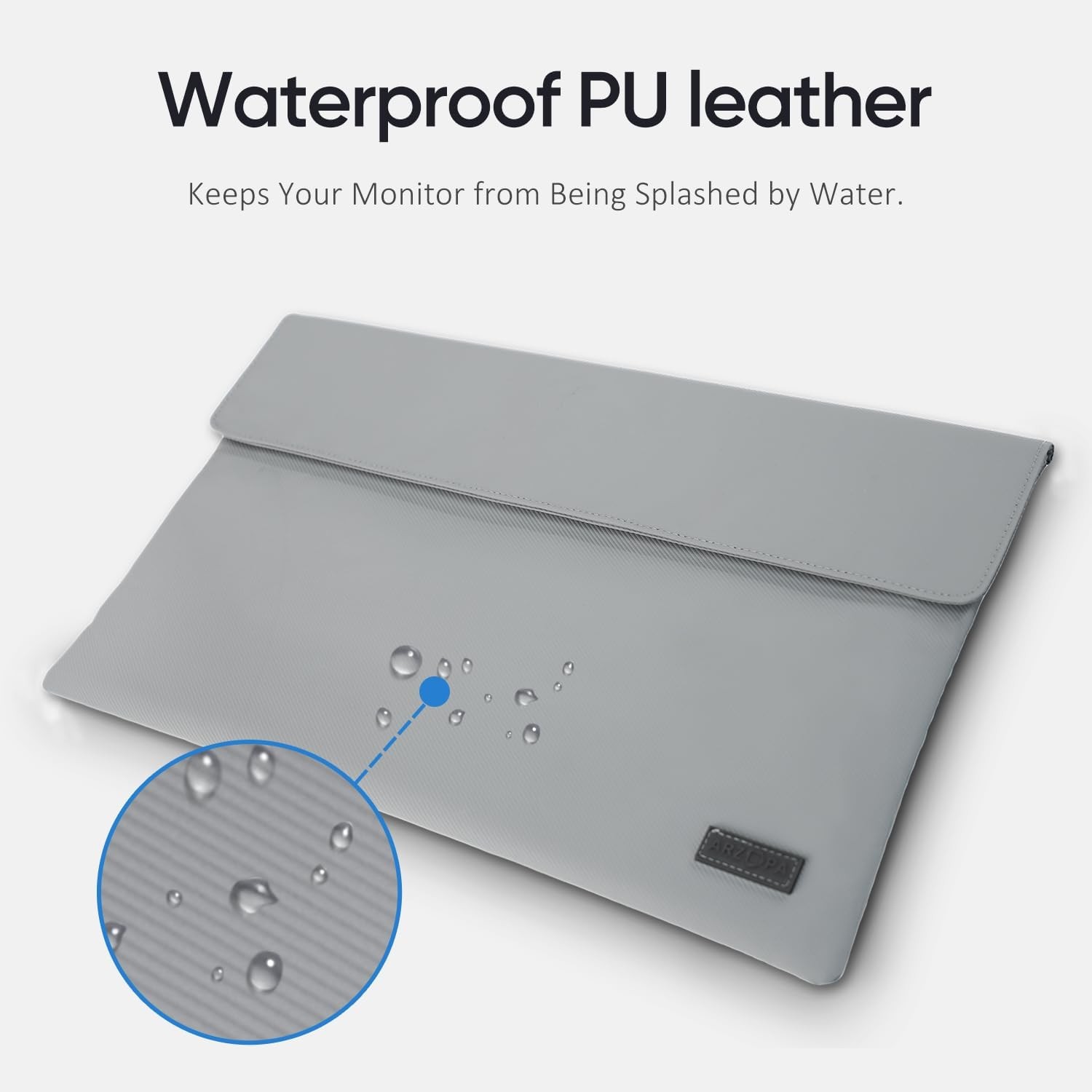 16.1″ Portable Monitor Sleeve Bag, PU Leather Case for Travel Monitor Laptop, Gr
