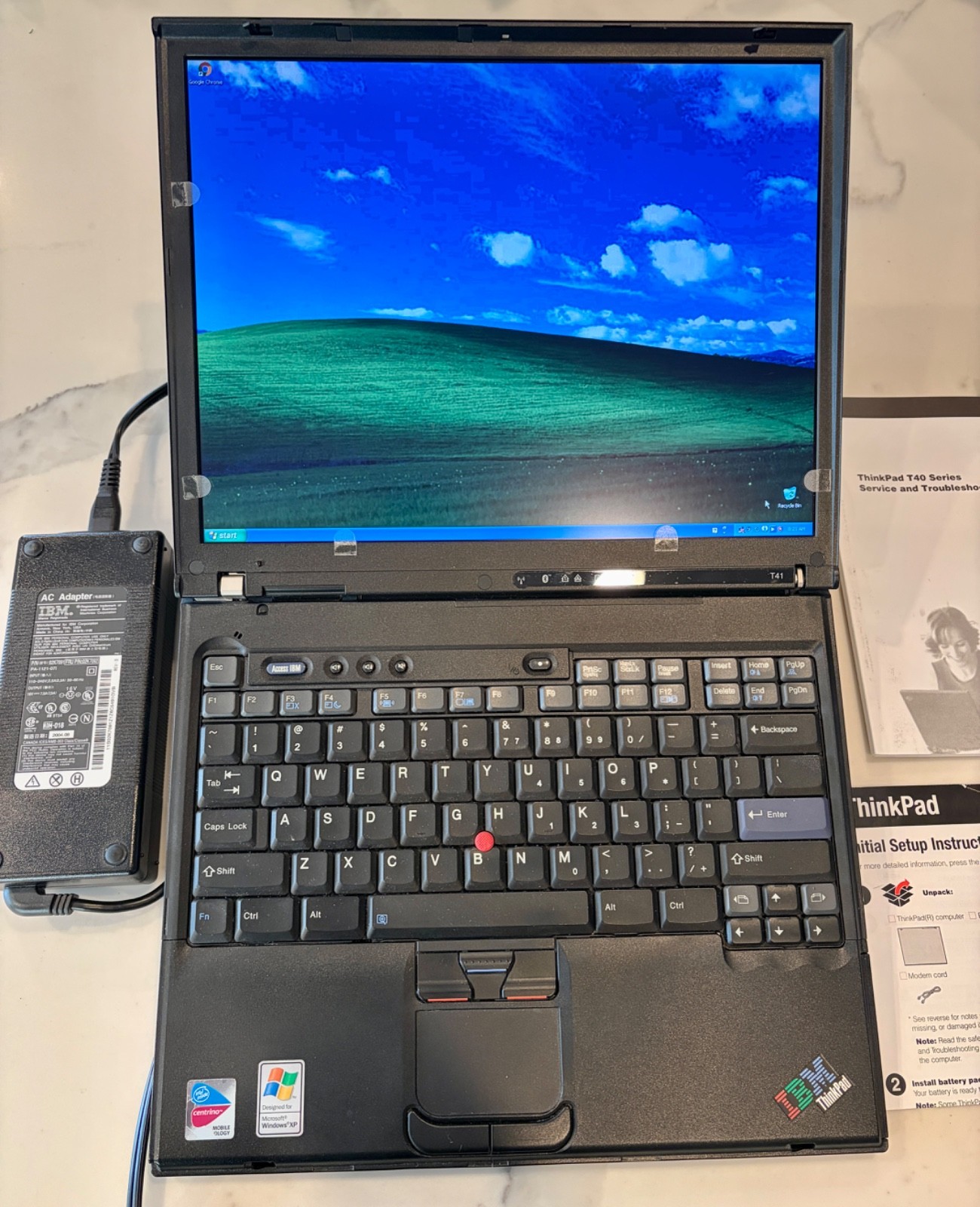 Vintage IBM Thinkpad T41 14” 1.5GB RAM 120GB SSD Win XP + Docking Station