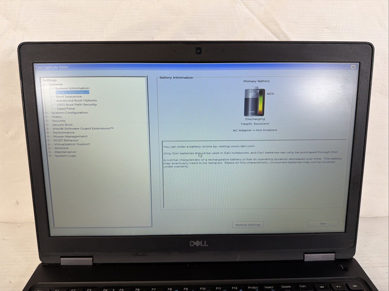 DELL LATITUDE 5590 INTEL CORE I5-8250U 1.60GHZ 4GB RAM NO SSD-Excellent Battery