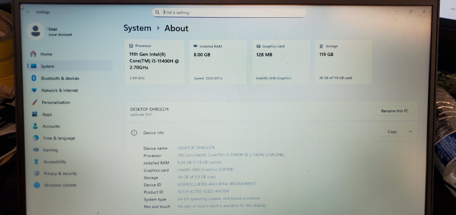 Dell Latitude 5521 Laptop i5-11th Gen 2.7GHz 8GB 128GB SSD BIOS Locked