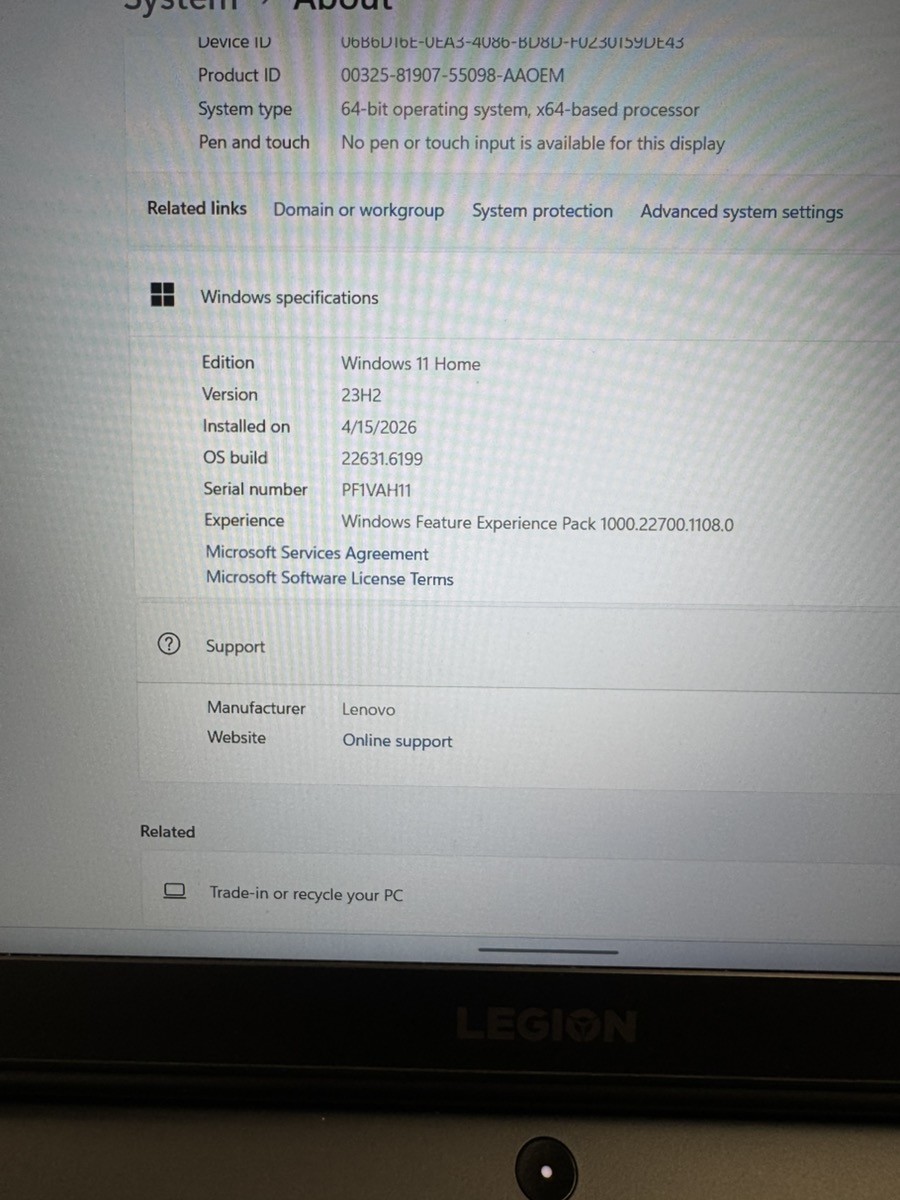 LENOVO LEGION 5 15IMH05H (B04039962)