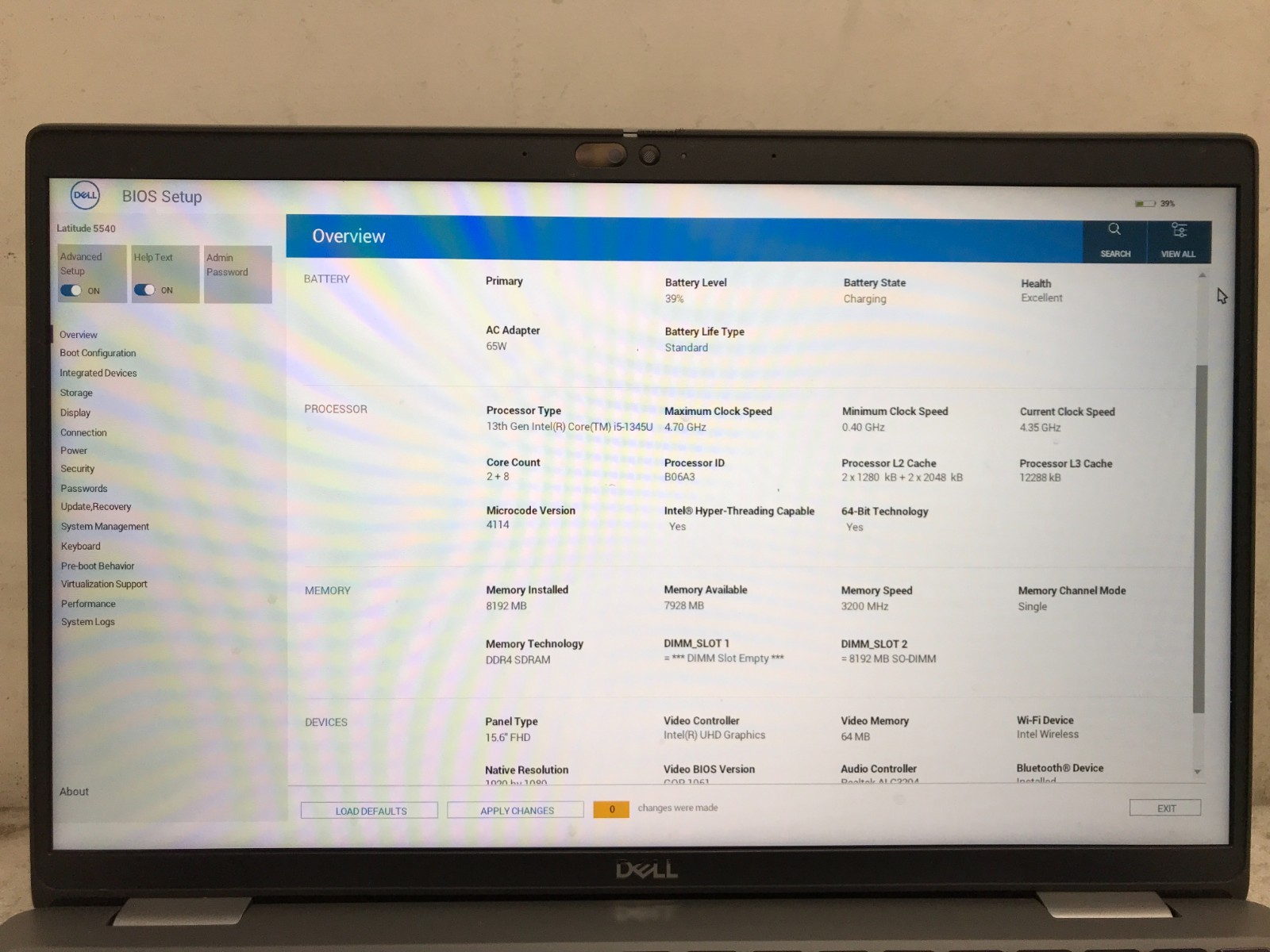 Dell Latitude 5540 / Intel Core i5-1345U 4.35GHz / 8GB RAM / No SSD