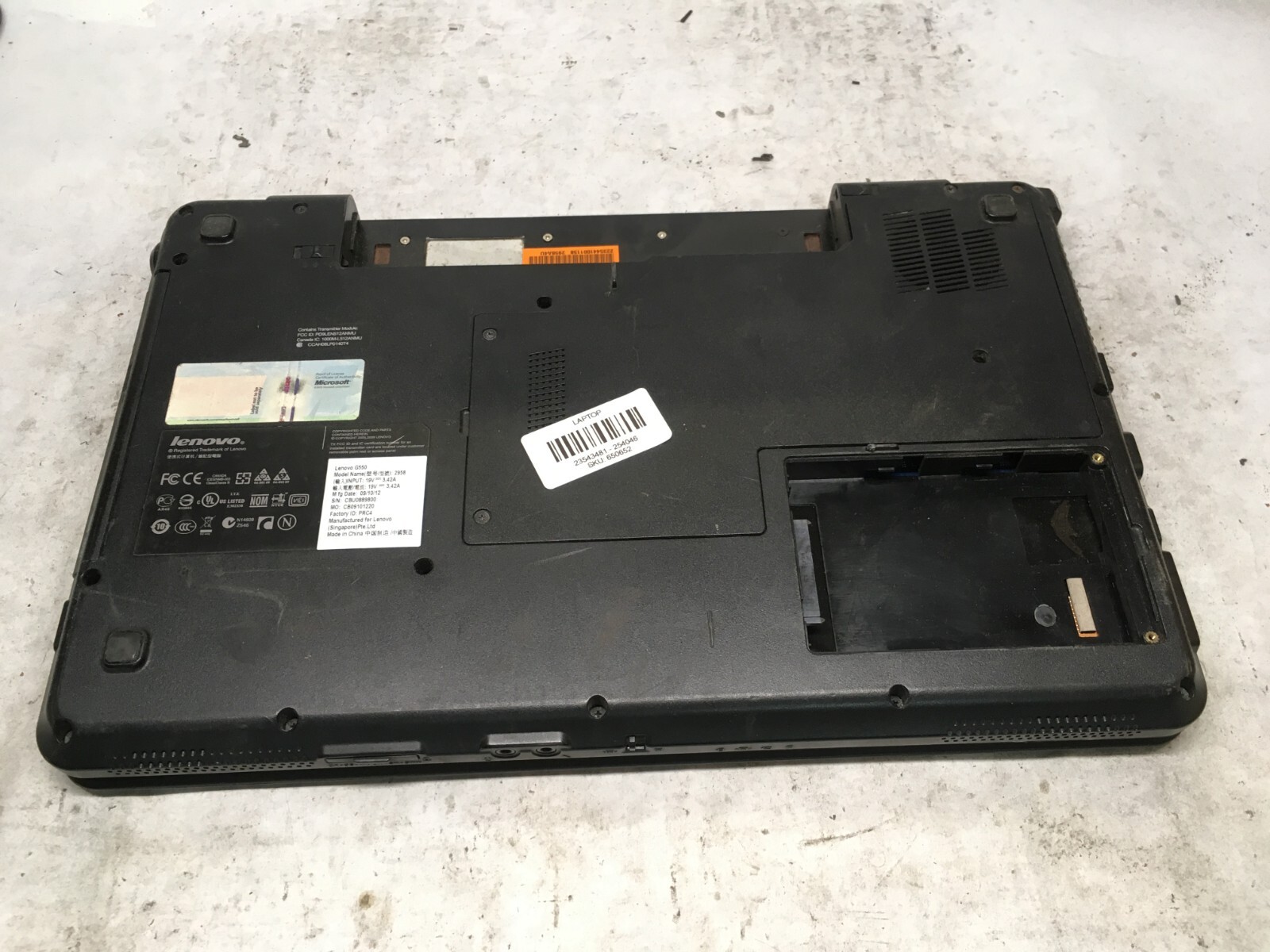 LENOVO 6550 15″ [FOR PARTS] Intel Core 2 Duo T6600 @ 2.2 GHz – JZ