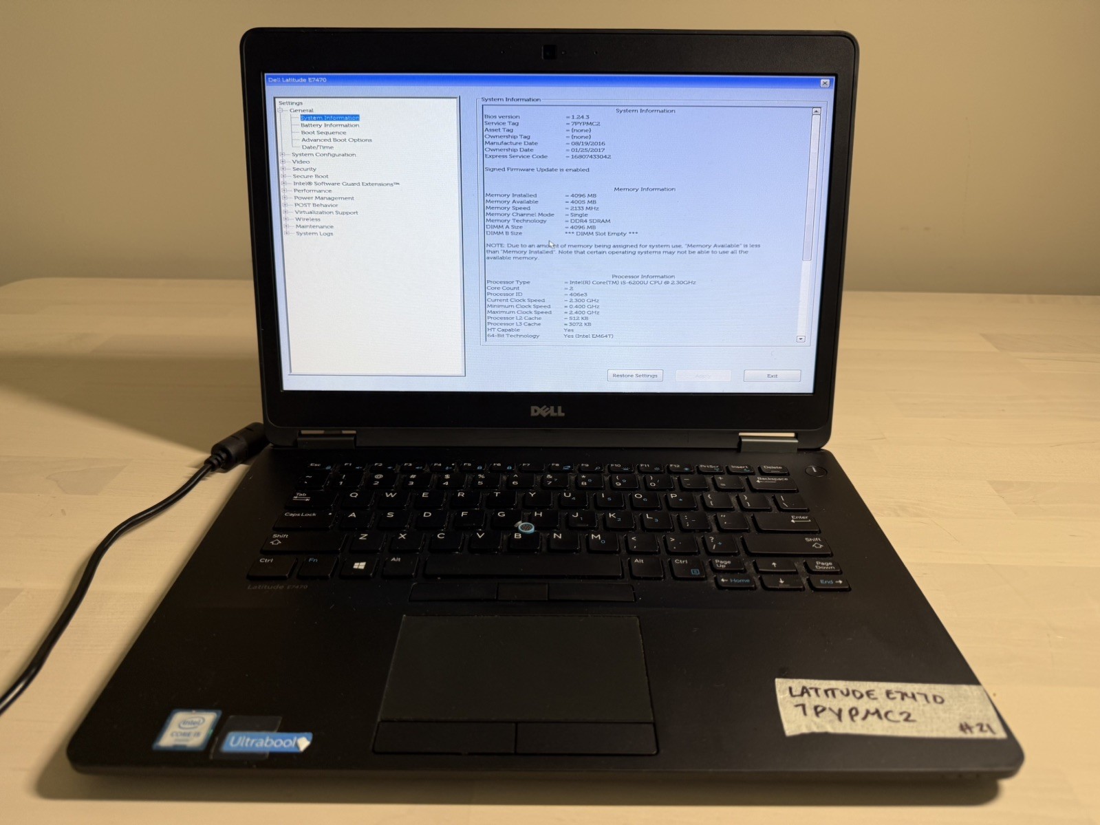 Dell Latitude E7470 Laptop Intel Core i5 6th Gen No HD/OS/AC Adapter