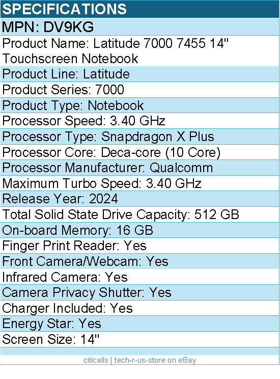 Dell DV9KG Latitude 7000 7455 14″ Touchscreen Notebook – QHD+ – Gray