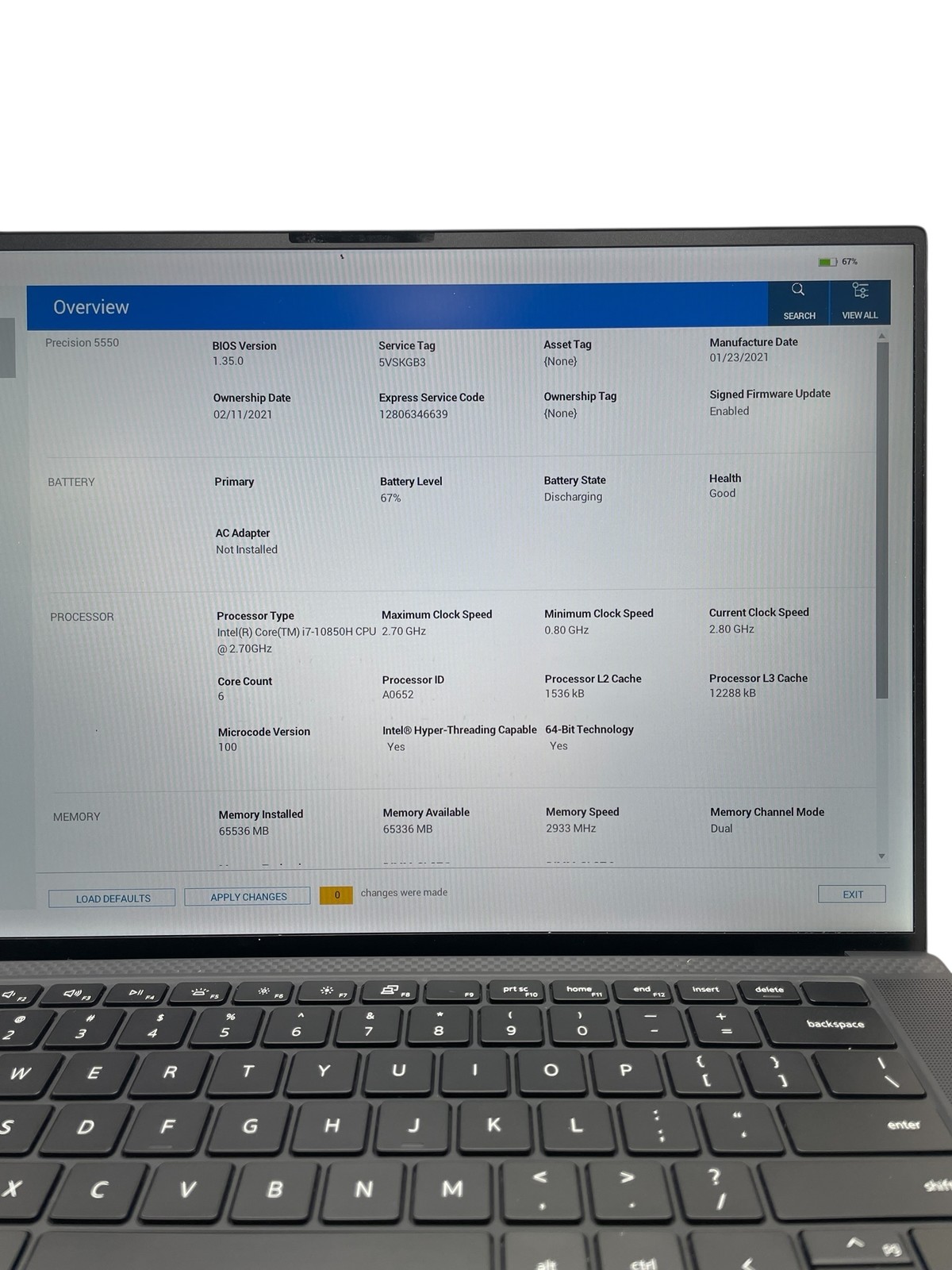 Dell Precision 5550 15″ i7 2.7GHz 64GB RAM 2TB SSD – Grade D