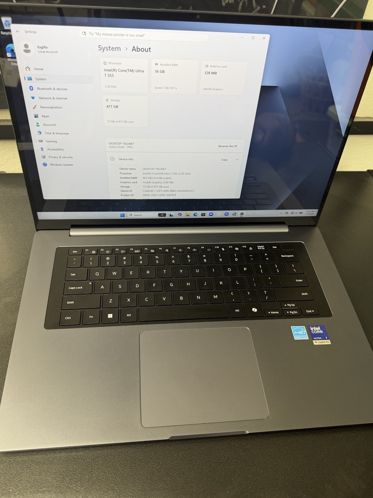 Samsung – Galaxy Book6 – Intel Ultra 7 Copilot+ PC – 16″ IPS LED Touch Screen